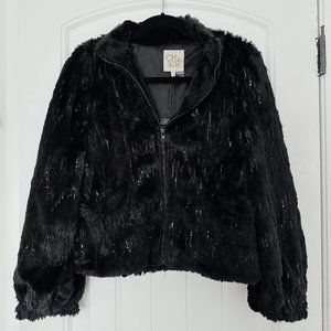 CHASER Black Faux-Fur Coat
